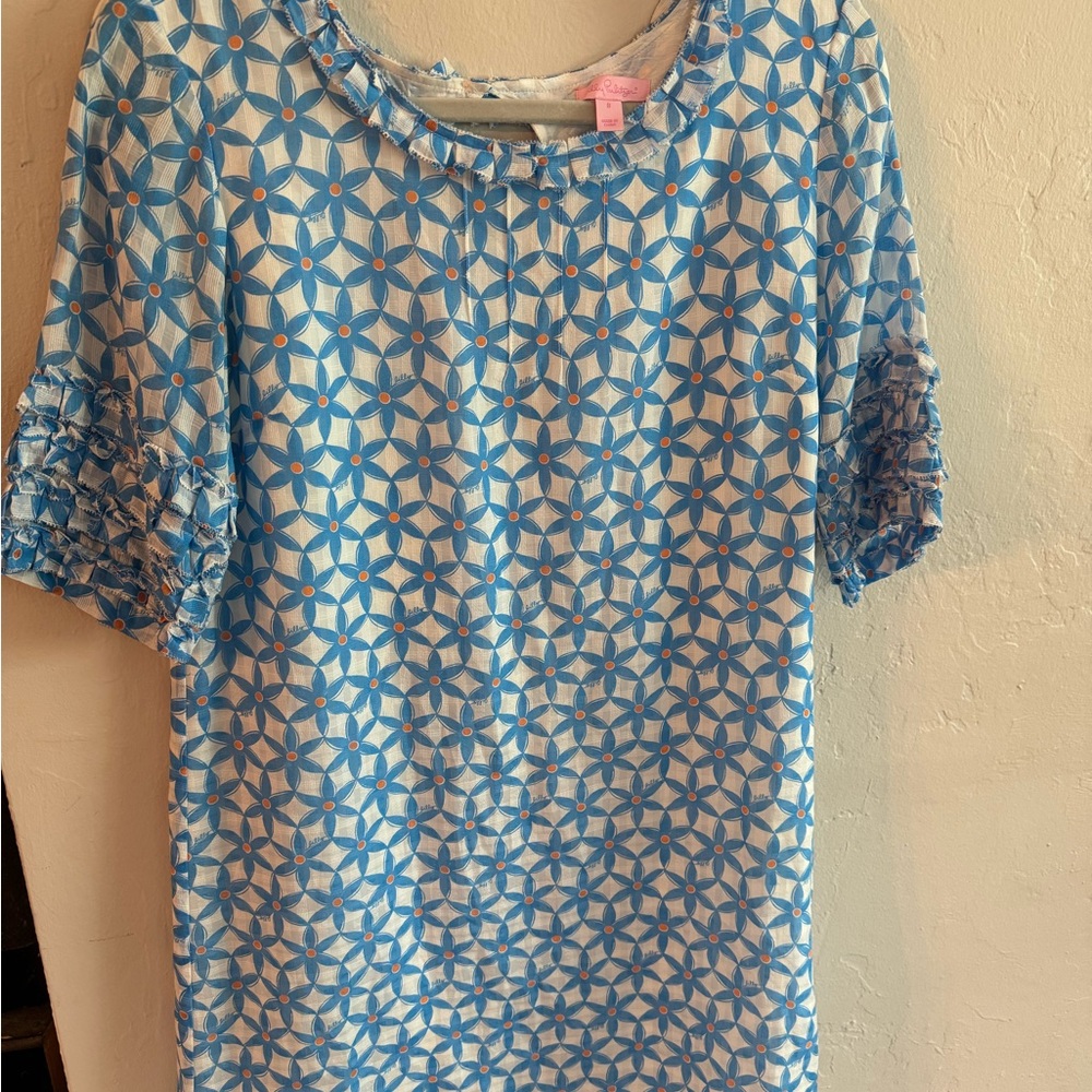 EUC Lilly Pulitzer Blue Dress Chic Style , Side zipper